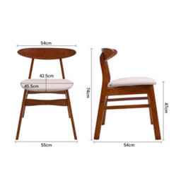 Living And Home Dining Chair Set Of 2 Beige Linen Upholstered Dining Chairs With Rubberwood Legs - thumbnail 2