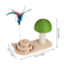 Thehotsale 3-In-1 Cat Scratching Post With Spring Feather Toy And Ball Track - thumbnail 6
