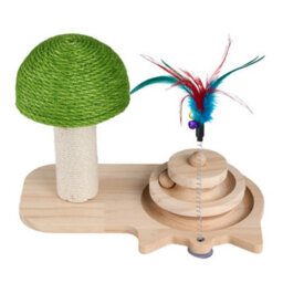 Thehotsale 3-In-1 Cat Scratching Post With Spring Feather Toy And Ball Track - thumbnail 4