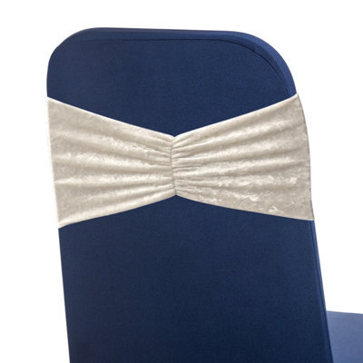 Neel Blue 10Pcs Crushed Velvet Polyester Chair Band, Glitz Shiny Fabric Sashes - Champagne - image 1