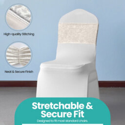 Neel Blue 10Pcs Crushed Velvet Polyester Chair Band, Glitz Shiny Fabric Sashes - Champagne - thumbnail 4