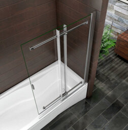 AVER-GROWTH 900X1400mm Chrome Bathroom Sliding Over Bath Shower Screen 6mm Safety Glass - thumbnail 3