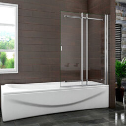 AVER-GROWTH 900X1400mm Chrome Bathroom Sliding Over Bath Shower Screen 6mm Safety Glass - thumbnail 1