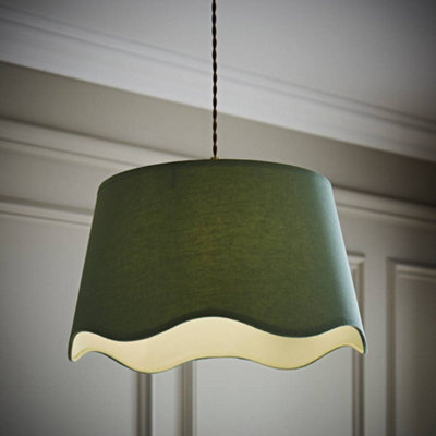 Valuelights Mabel Large Sage Scallop Edge Linen Lamp Shade (D)45Cm - image 1