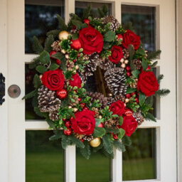 Dibor Vintage Style Headley Rose Festive Decor Autumn-Winter Wreath Front Door Christmas Wreath 52Cm - thumbnail 3