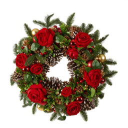Dibor Vintage Style Headley Rose Festive Decor Autumn-Winter Wreath Front Door Christmas Wreath 52Cm - thumbnail 2