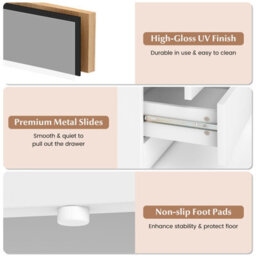 Costway Led Nightstand Modern Faux Marble End Table Versatile Bedside Table W/ 2 Drawers - thumbnail 9
