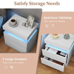Costway Led Nightstand Modern Faux Marble End Table Versatile Bedside Table W/ 2 Drawers - thumbnail 8
