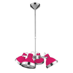 Orsina Hot Pink & Chrome Pendant Fixture, Bell-Shaped Hanging Lamps With Sleek Chrome Stem, Bold Ceiling Light