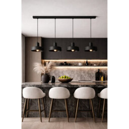 Luminosa Lighting Luminosa Velyo Bar Pendant Ceiling Light Black 4X E27 - thumbnail 3