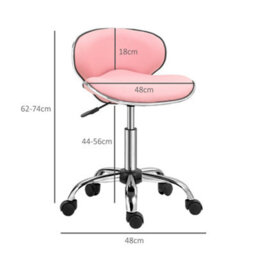 Homcom Office Chair Beauty Salon Rolling Technician Stool Chair Pink - thumbnail 3