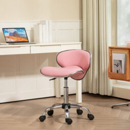 Homcom Office Chair Beauty Salon Rolling Technician Stool Chair Pink - thumbnail 1