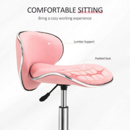 Homcom Office Chair Beauty Salon Rolling Technician Stool Chair Pink - thumbnail 6