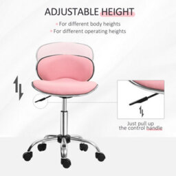 Homcom Office Chair Beauty Salon Rolling Technician Stool Chair Pink - thumbnail 4