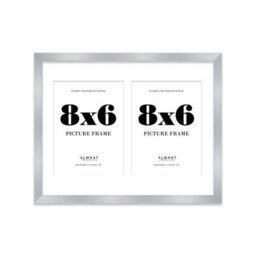 14X11 Inch 2 Opening Photo Collage Frame, Display Two 8X6 Inch Photos, Multi Aperture Family Picture Frame, Silver - thumbnail 2