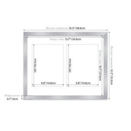 14X11 Inch 2 Opening Photo Collage Frame, Display Two 8X6 Inch Photos, Multi Aperture Family Picture Frame, Silver - thumbnail 4
