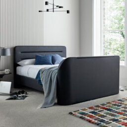 Fuzion Charcoal Faux Leather Upholstered Double Tv Bed Frame - thumbnail 8