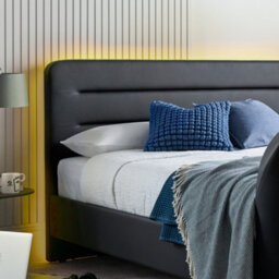 Fuzion Charcoal Faux Leather Upholstered Double Tv Bed Frame - thumbnail 7