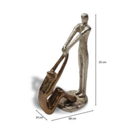 Silver And Gold Aluminium Helping Hands Sculpture - Abstract Figurine For Home Accessories - Symbolic Decorative Ornament - 25Cm - thumbnail 4