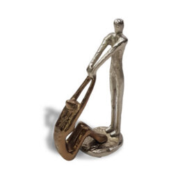 Silver And Gold Aluminium Helping Hands Sculpture - Abstract Figurine For Home Accessories - Symbolic Decorative Ornament - 25Cm - thumbnail 2