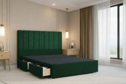 "Nexus Kyoto Plush Divan, Emerald, 54"" Headboard, 2 Drawers Foot-End, Open Coil Mattress, Double" - thumbnail 4
