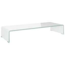 Berkfield Tv Stand/monitor Riser Glass White 80X30X13 Cm - thumbnail 2