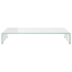 Berkfield Tv Stand/monitor Riser Glass White 80X30X13 Cm - thumbnail 3