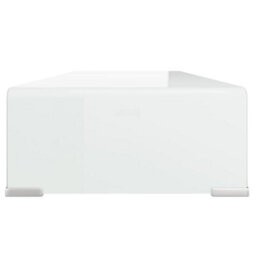Berkfield Tv Stand/monitor Riser Glass White 80X30X13 Cm - thumbnail 4