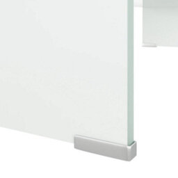 Berkfield Tv Stand/monitor Riser Glass White 80X30X13 Cm - thumbnail 5