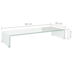 Berkfield Tv Stand/monitor Riser Glass White 80X30X13 Cm - thumbnail 6