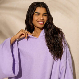 Ohs Adult Poncho Oversized Hooded Towel Bath Robe, Lilac - One Size - thumbnail 4