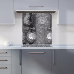 Warren Reed Designer Black Grey Abstract Sun And Moon Premium Glass Kitchen Splashback W900mm X H650mm - thumbnail 6