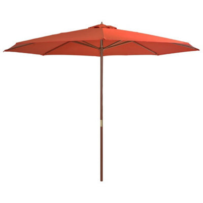 Berkfield Outdoor Parasol With Wooden Pole 350 Cm Terracotta - image 1