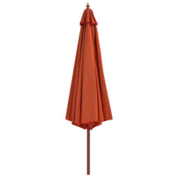 Berkfield Outdoor Parasol With Wooden Pole 350 Cm Terracotta - thumbnail 2