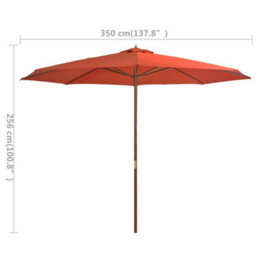 Berkfield Outdoor Parasol With Wooden Pole 350 Cm Terracotta - thumbnail 4