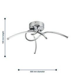 First Choice Lighting Twist - Chrome Led Flush Ceiling Light - thumbnail 8