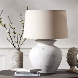 Dibor French Country Style Table Lamp Distressed Effect Vase Desk Lamp With Linen Shade Bedside Table Nightstand Home Office Desk Light - thumbnail 3