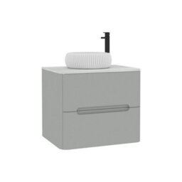 Royal Bathrooms Venice 600mm Dove Grey Wall Mounted Bathroom Countertop Vanity Unit 2 Drawer With Milan Basin - thumbnail 7