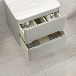 Royal Bathrooms Venice 600mm Dove Grey Wall Mounted Bathroom Countertop Vanity Unit 2 Drawer With Milan Basin - thumbnail 5