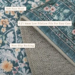 Decoranddecor Area Rugs, Living Room Rugs, Washable Rugs, 160X230Cm, Non-Slip, Pet Friendly, Low Pile, Floral Rug - Zafira - thumbnail 2