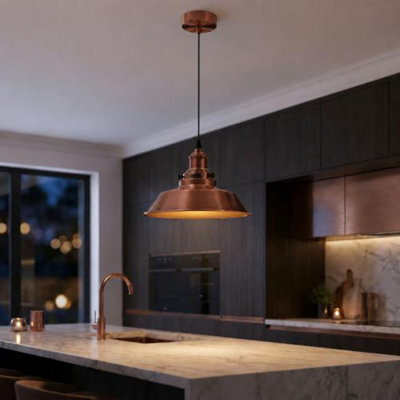Ledsone Modern Ceiling Pendant Light Black Metal 29Cm Width Copper - image 1