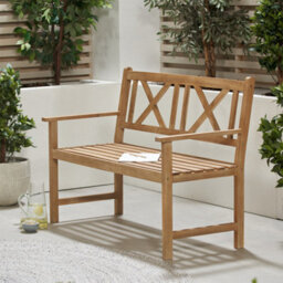 Pacific Lifestyle Outdoor Teak 2 Seater Acacia Wood Bench - thumbnail 1