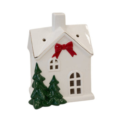 Four Candle Large Christmas Home With Red Bow - image 1