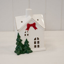 Four Candle Large Christmas Home With Red Bow - thumbnail 2