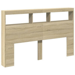Berkfield Headboard Cabinet With Led Sonoma Oak 160X17X102 Cm - thumbnail 3