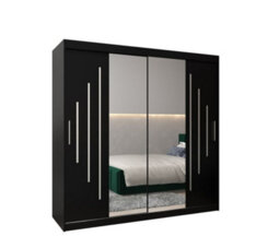 Arte York I Mirrored Sliding Door Wardrobe In Black 2000mm (H)2000mm (W) 620mm (D) - Stylish And Spacious Storage Solution - thumbnail 1