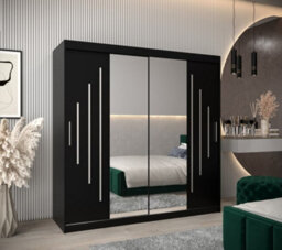 Arte York I Mirrored Sliding Door Wardrobe In Black 2000mm (H)2000mm (W) 620mm (D) - Stylish And Spacious Storage Solution - thumbnail 2
