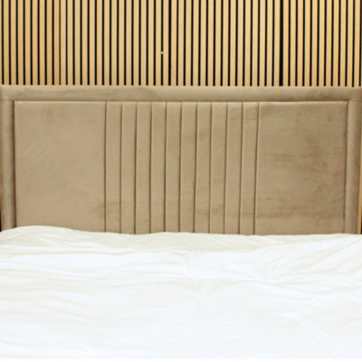 "Urban Textures - Veneto Luxury 26"" High Plush Velvet Fabric Upholstered Line Headboard - Mink" - image 1