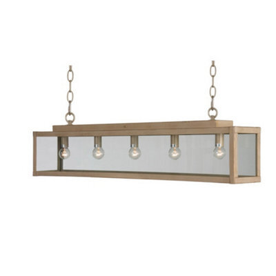 Luminosa Lighting Luminosa Zenia 5 Light Straight Bar Pendant Ceiling Light Beige Gold