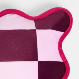 Ohs 2 X Scallop Edge Checkerboard Matte Velvet Cushion Covers - Pink - thumbnail 6